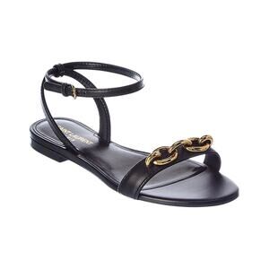 Saint Laurent 'Le Maillon' Black Leather Chain-Detail Sandals Size 8
